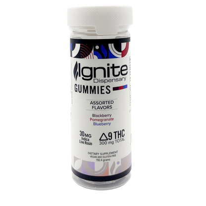 Ignite 300mg D9 Live Rosin Gummies (Indica)